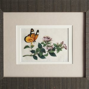 Huit peintures sur papier de riz figurant fleurs et papillons, Canton, Chine, 19ème — photo 6