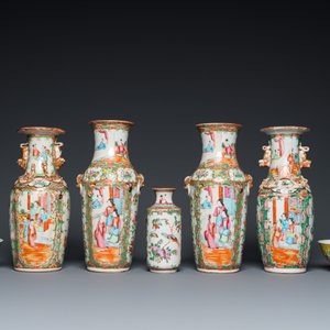 Huit vases en porcelaine de Chine famille rose de Canton, deux 'de Nankin' et deux bols, 19/20ème — photo 10