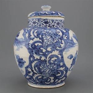 Important pot couvert en majolique hollandaise à la chinoiserie, probablement Haarlem, env. 1630 — photo 1