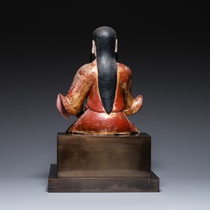 Importante sculpture de Guandi en bois doré et polychromé, Chine, 18ème — photo 4