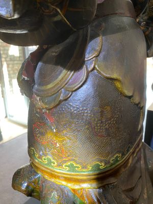Importante sculpture d'un général divin en bois laqué et polychromé, Japon, Edo, datée 1623 — photo 36
