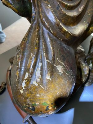 Importante sculpture d'un général divin en bois laqué et polychromé, Japon, Edo, datée 1623 — photo 37