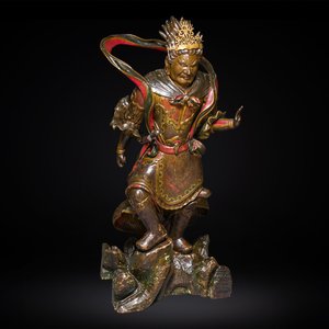 Importante sculpture d'un général divin en bois laqué et polychromé, Japon, Edo, datée 1623 — photo 1