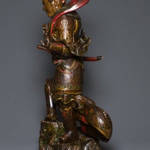 Importante sculpture d'un général divin en bois laqué et polychromé, Japon, Edo, datée 1623 — photo 5