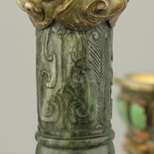 Impressionant chandelier chinois en argent et jade incrusté de turquoise et corail, 19e — photo 3
