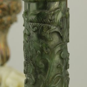 Impressionant chandelier chinois en argent et jade incrusté de turquoise et corail, 19e — photo 7