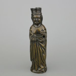 In brons gegoten beeld van Maria, met kroon, ca 1500 — foto 1