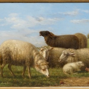 In de stijl van Verboeckhoven, Eugène (België, 1798-1881), Landschap met schapen, gedat. 1879, olie op paneel — foto 1