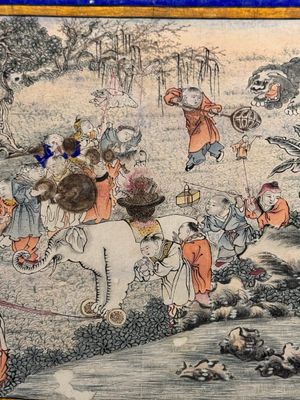 In the manner of Chen Shaofeng 陳兆鳳 (Late Qing Dynasty): 'Qinggong 清供', ink and colour on paper, Cixi mark, 20th C. — photo 18