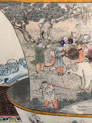 In the manner of Chen Shaofeng 陳兆鳳 (Late Qing Dynasty): 'Qinggong 清供', ink and colour on paper, Cixi mark, 20th C. — photo 19