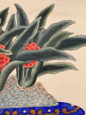 In the manner of Chen Shaofeng 陳兆鳳 (Late Qing Dynasty): 'Qinggong 清供', ink and colour on paper, Cixi mark, 20th C. — photo 23