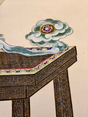 In the manner of Chen Shaofeng 陳兆鳳 (Late Qing Dynasty): 'Qinggong 清供', ink and colour on paper, Cixi mark, 20th C. — photo 10
