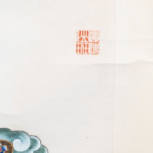 In the manner of Chen Shaofeng 陳兆鳳 (Late Qing Dynasty): 'Qinggong 清供', ink and colour on paper, Cixi mark, 20th C. — photo 6
