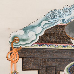 In the manner of Chen Shaofeng 陳兆鳳 (Late Qing Dynasty): 'Qinggong 清供', ink and colour on paper, Cixi mark, 20th C. — photo 8