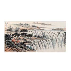 In the manner of Huang Chün-Pi 黃君璧 (1898-1991): 'Waterfall', ink and colour on paper, 20th C. — 照片 1