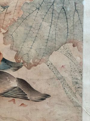 In the manner of Jiang Tingxi 蔣廷錫 (1669 - 1732): 'Mandarin ducks and lotus', ink and colour on silk, 19/20th C. — 照片 9