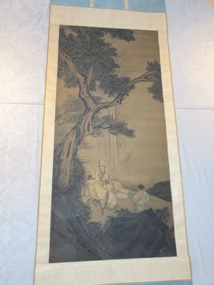 In the manner of Li Gonglin 李公麟 (1049-1106): 'Sages and servant under the tree', ink and colour on silk — photo 3