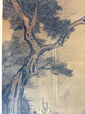 In the manner of Li Gonglin 李公麟 (1049-1106): 'Sages and servant under the tree', ink and colour on silk — photo 6