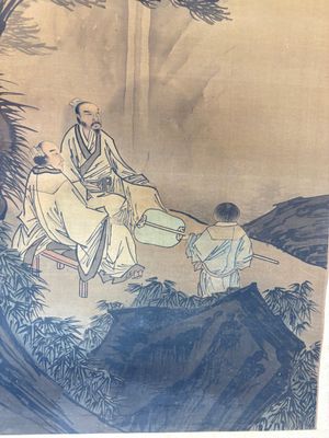 In the manner of Li Gonglin 李公麟 (1049-1106): 'Sages and servant under the tree', ink and colour on silk — photo 9