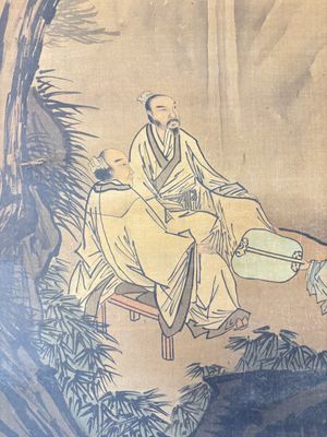 In the manner of Li Gonglin 李公麟 (1049-1106): 'Sages and servant under the tree', ink and colour on silk — photo 10