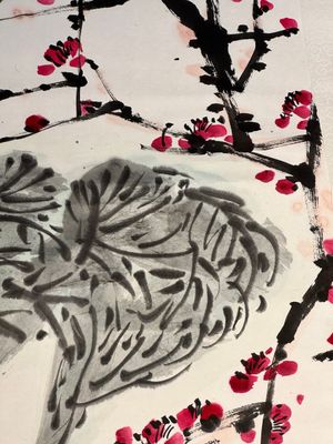 In the manner of Li Kuchan 李苦禪 (1899-1983): 'Chinese cabbage and prunus blossoms', ink and colour on paper — photo 6