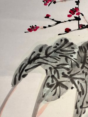 In the manner of Li Kuchan 李苦禪 (1899-1983): 'Chinese cabbage and prunus blossoms', ink and colour on paper — photo 7