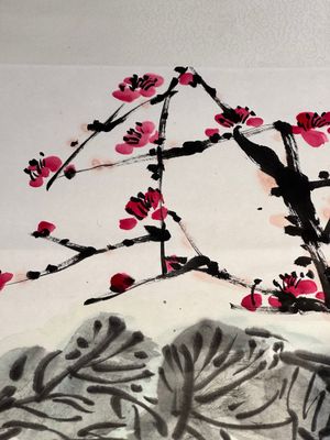 In the manner of Li Kuchan 李苦禪 (1899-1983): 'Chinese cabbage and prunus blossoms', ink and colour on paper — photo 8