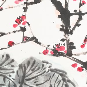 In the manner of Li Kuchan 李苦禪 (1899-1983): 'Chinese cabbage and prunus blossoms', ink and colour on paper — photo 3