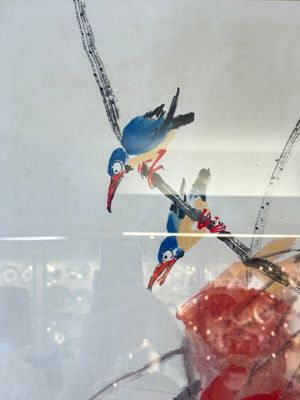 In the manner of Qi Baishi (1864-1957): 'Kingfishers Among Lotus', ink and colour on paper — foto 3