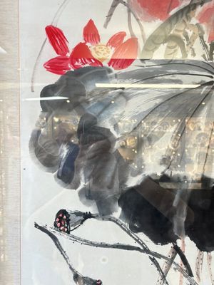 In the manner of Qi Baishi (1864-1957): 'Kingfishers Among Lotus', ink and colour on paper, signed — 照片 6