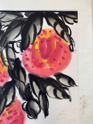 In the manner of Qi Baishi 齊白石 (1864-1957): 'Peaches', ink and colour on paper — photo 10