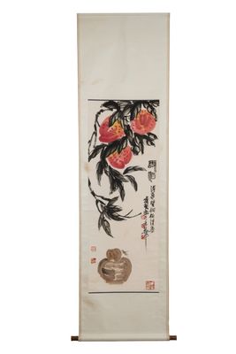 In the manner of Qi Baishi 齊白石 (1864-1957): 'Peaches', ink and colour on paper