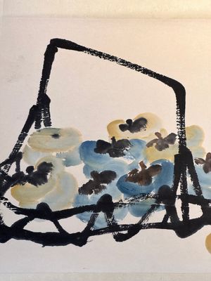In the manner of Qi Baishi 齊白石 (1864-1957): 'Persimmons' and Wang Fuchang 王福厂(1880-1960): 'Calligraphy', ink and colour on paper — photo 2