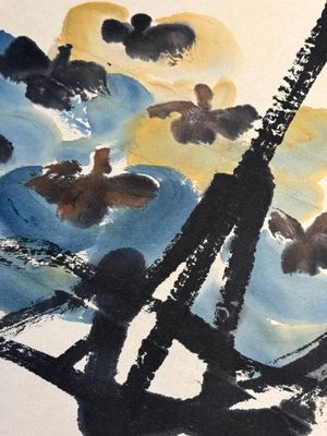 In the manner of Qi Baishi 齊白石 (1864-1957): 'Persimmons' and Wang Fuchang 王福厂(1880-1960): 'Calligraphy', ink and colour on paper — photo 7