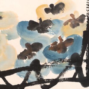 In the manner of Qi Baishi 齊白石 (1864-1957): 'Persimmons' and Wang Fuchang 王福厂(1880-1960): 'Calligraphy', ink and colour on paper — photo 7