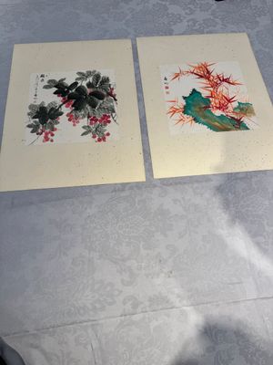 In the manner of Qi Gong 啟功 (1912-2005): 'Grapes' and 'Bamboo', ink and colour on paper, dated 1988 — photo 1