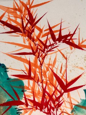 In the manner of Qi Gong 啟功 (1912-2005): 'Grapes' and 'Bamboo', ink and colour on paper, dated 1988 — photo 11