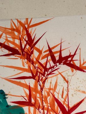 In the manner of Qi Gong 啟功 (1912-2005): 'Grapes' and 'Bamboo', ink and colour on paper, dated 1988 — photo 12