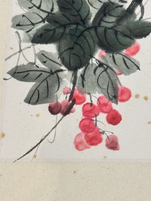 In the manner of Qi Gong 啟功 (1912-2005): 'Grapes' and 'Bamboo', ink and colour on paper, dated 1988 — photo 5