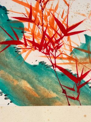 In the manner of Qi Gong 啟功 (1912-2005): 'Grapes' and 'Bamboo', ink and colour on paper, dated 1988 — photo 10