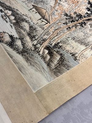 In the manner of Qi Gong 啟功 (1912-2005): 'Mountainous landscape', ink and colour on paper — photo 13