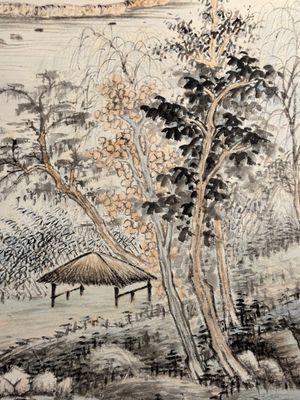In the manner of Qi Gong 啟功 (1912-2005): 'Mountainous landscape', ink and colour on paper — photo 4