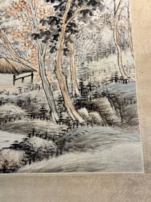 In the manner of Qi Gong 啟功 (1912-2005): 'Mountainous landscape', ink and colour on paper — photo 9