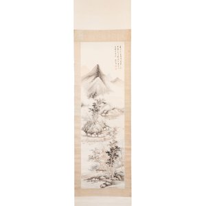 In the manner of Qi Gong 啟功 (1912-2005): 'Mountainous landscape', ink and colour on paper — photo 2
