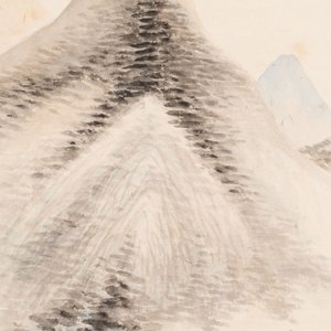 In the manner of Qi Gong 啟功 (1912-2005): 'Mountainous landscape', ink and colour on paper — photo 4