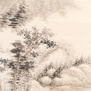 In the manner of Qi Gong 啟功 (1912-2005): 'Mountainous landscape', ink and colour on paper — photo 5