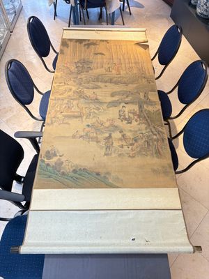 In the manner of Qian Gong 錢貢 (16/17th C.): 'Gathering of sages', ink and colour on silk, 19th C. — 照片 1