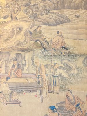 In the manner of Qian Gong 錢貢 (16/17th C.): 'Gathering of sages', ink and colour on silk, 19th C. — 照片 11