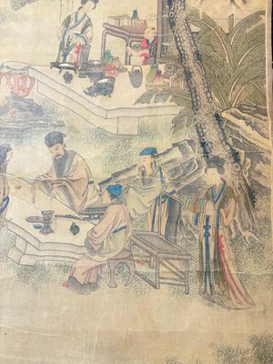 In the manner of Qian Gong 錢貢 (16/17th C.): 'Gathering of sages', ink and colour on silk, 19th C. — 照片 14