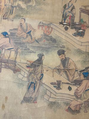 In the manner of Qian Gong 錢貢 (16/17th C.): 'Gathering of sages', ink and colour on silk, 19th C. — 照片 15